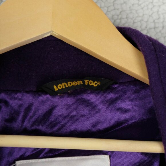 London Fog Coat Womens 12 M Purple Wool Cashmere Double Breasted Heavy 80S - Picture 9 of 10